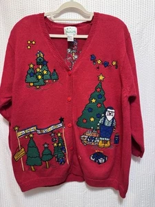 Vintage Quacker Factory Women’s plus Size Christmas Sweater Cardigan, 2XL - Picture 1 of 14