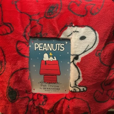 Peanuts Snoopy Pet Throw Blanket 60 x 70 Soft Plush  Red Berkshire Extra Long - Image 1 of 4
