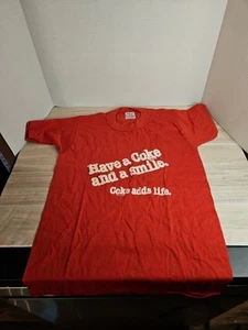 Vintage 1980s Coca-Cola T-Shirt "Have A Coke And Smile - Coke Adds Life" Youth L - Picture 1 of 5