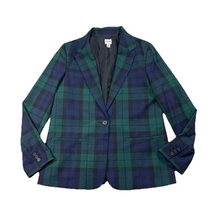 Chaqueta Blazer J Crew Talla 8 Verde Azul Tartán Cuadros Un Botón Academia J55Y - Imagen 1 de 6