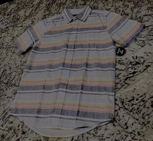Children’s Place Boys Short Sleeve Button Down Striped Shirt Size Large (10-12) - Picture 1 of 5