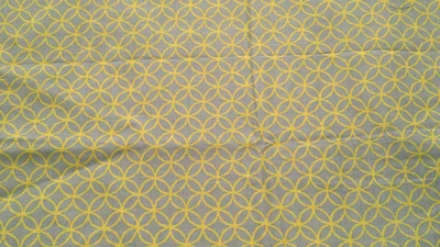 Fabric Timeless Connected Olympian Mustard Circles on Gray Background $2.35 - Image 1 of 3
