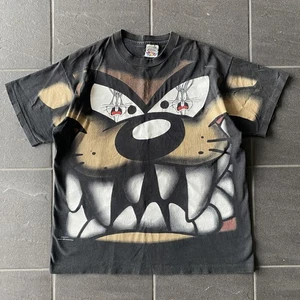VTG 1997 Looney Tunes Taz All Over Print Shirt L Freeze USA Made Bugs Eyes - Foto 1 di 14