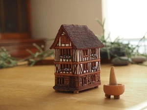 Ceramic Miniature Incense Cone Holder Old House Normandy France 10.5cm - Picture 1 of 9