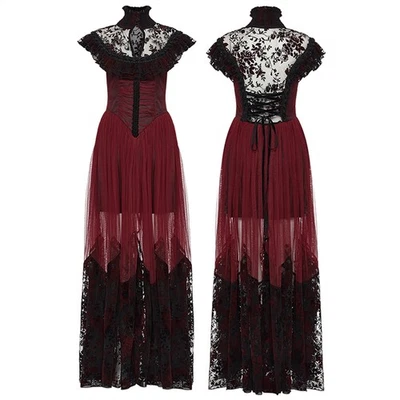 Punk Rave Red Women Lace Elegant Gothic Gorgeous Party Dress Long Dresses - Image 1 of 4