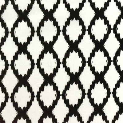Tela de crepé de algodón estampada Ikat Ogee de famoso diseñador blanco y negro Foto 1 de 4