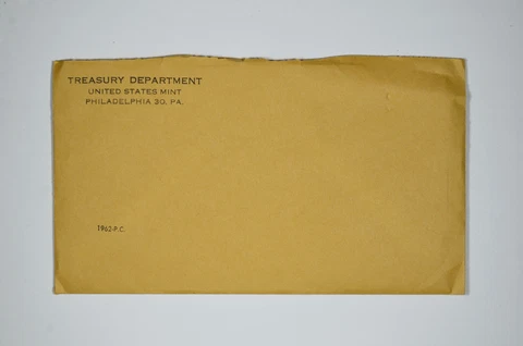 1962 Philadelphia US Mint Proof Set Envelope Only - No Coins Cover