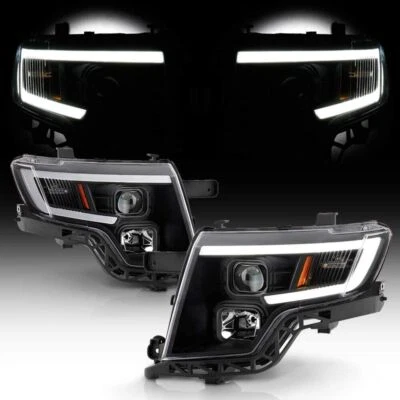 2007 2008 2009 2010 Ford Edge LED Tube Black Projector Headlights Headlamps Set - Image 1 of 4