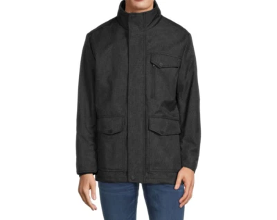 Andrew Marc Men's Full Zip Lined Stand Collar Solid Jacket, Black, Size Large - Image 1 of 3
