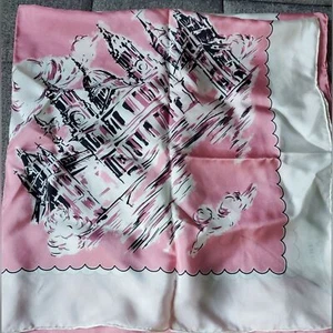 Burberry Pink London Landscape Print Silk Square Scarf 90cm × 90cm - Picture 1 of 12