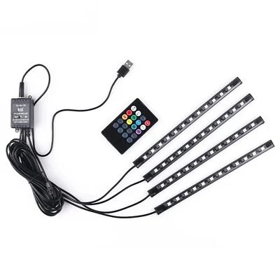 4Pcs 48 LED Car Strip Lights Under Dashboard Interior Lights with Remote Control - Image 1 of 4