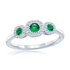 Lab-Grown 0.24ct Emareld, & 0.10ct Natural Diamond Ring - Picture 1 of 1