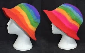 New Fair Trade Rainbow Felt Hats - Ethical Ethnic Festival Hippy Hippie - Picture 1 of 8