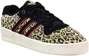adidas Damen Rivalry niedriger Leopard Tierdruck Leder Turnschuhe Schuhe 8 M  