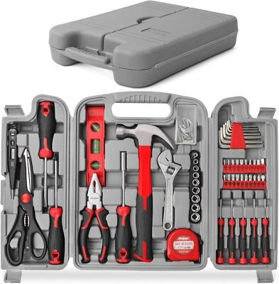 HI SPEC Hi-Spec 54pc Home & Garrage Hand Tools Kit Set with Hammer, Socket, Screwdriver