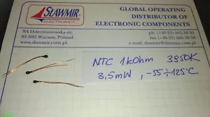Termistor SR_passives 1 kOhm NTC 1% B3950 THT Lote-2 piezas - Imagen 1 de 2