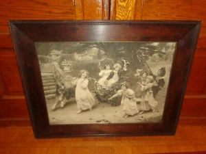 Large Scarce Antique SIGNED Arthur J. Elsley Monochrome Print, Children Playing - Picture 1 of 8