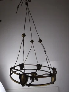 Antique rise & fall brass hoop light fixture for restoration - Picture 1 of 13