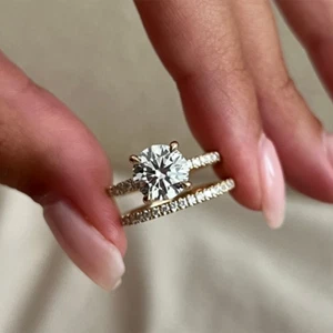 IGI Lab gewachsener Diamant Ehering Set Ring 2,40 ct Rundschliff 14 K Weißgold - Bild 1 von 17