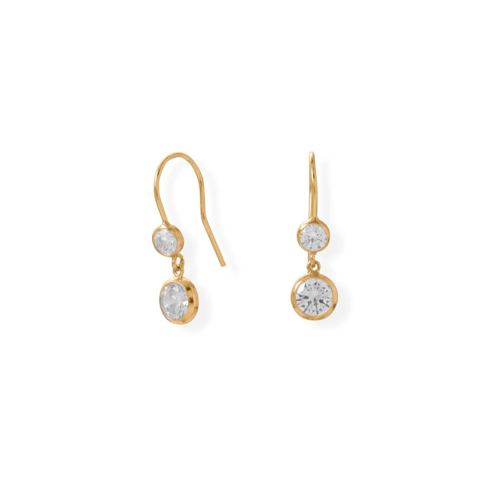 14/20 Gold Filled Cubic Zirconia Drop French Wire Earrings - Image 1 of 1
