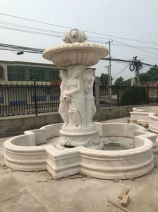 BEAUTIFUL HAND CARVED MARBLE 3 GRACE ESTATE FOUNTAIN - 3GF6 - Picture 1 of 1
