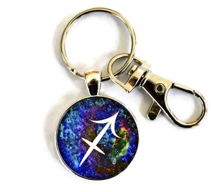Key Rings for Women Zodiac Sign Astrology Symbol Stars Split Ring Sagittarius - Picture 1 of 2
