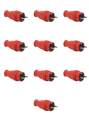 TP-ELECTRIC 10 x Stecker Vollgummi IP44 Schutzkontaktstecker 230V 16A Gummistecker