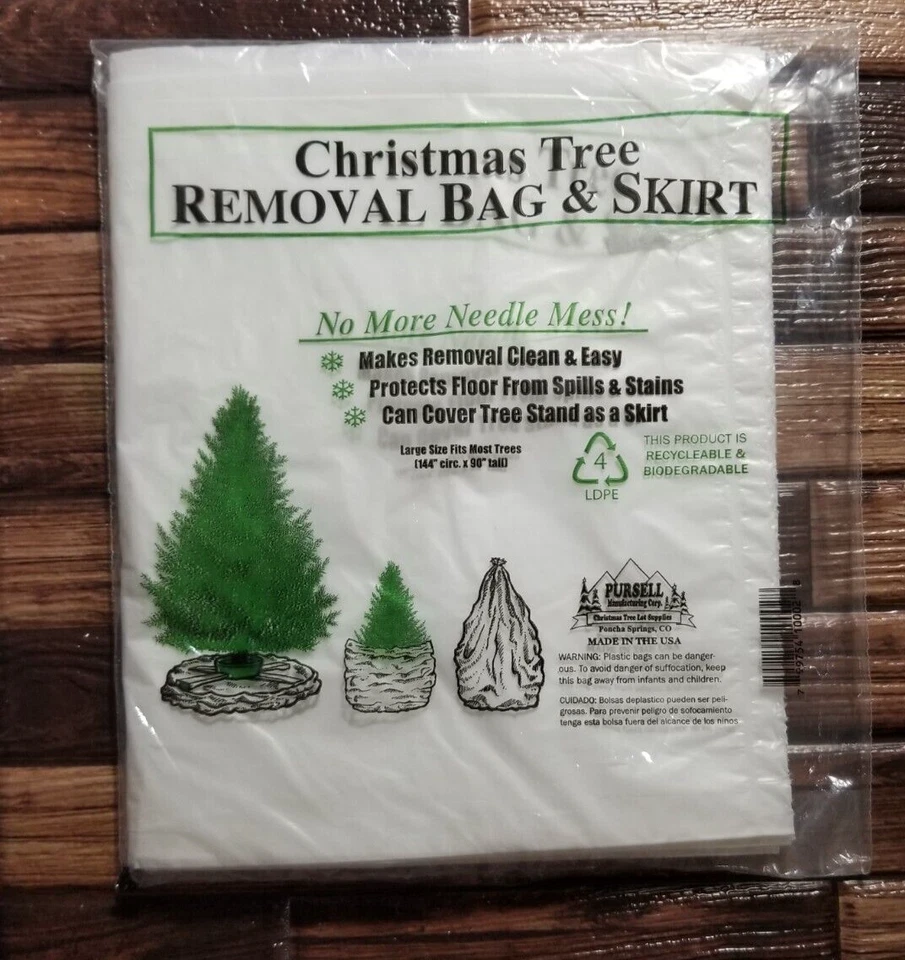 Christmas Tree Skirt and Removal Bag Biodegradable No Mess Protect Floor Clean