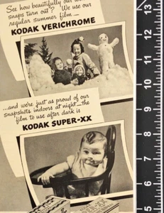 1942 Kodak Film Winter Snaps Kids Snowman Infant High Chair Vintage Print Ad - Picture 1 of 7