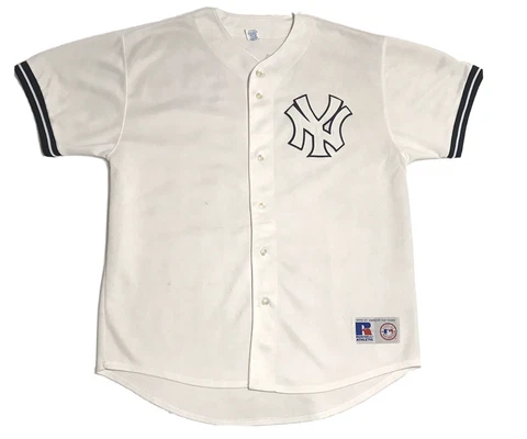 Vintage Jason Giambi New York Yankees MLB White Jersey Russell Athletic Sz XL Cover