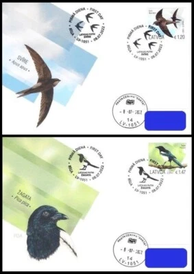Latvia 2022 (15) Birds - Common swift - Eurasian Magpie (addressed FDC) - Image 1 of 3