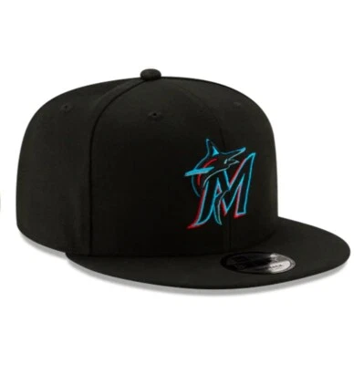 Brand New 9FIFTY Baseball Cap - MLB Miami Marlins Basic Black Snapback Hat - Image 1 of 4