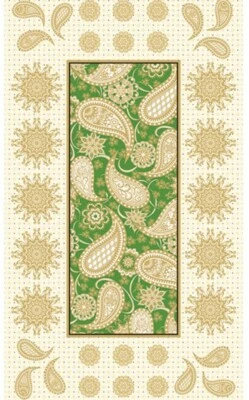 Benartex - Panel de acolchado y artesanía de cachemira dorado/verde Holiday Jubilee 24x44 Foto 1 de 2