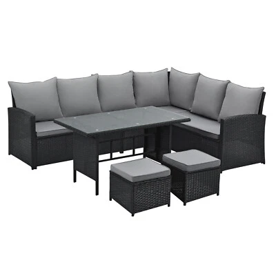SVITA Monroe Garten-Lounge Set Polyrattan Lounge-Möbel Sitzgruppe Garten Schwarz - Bild 1 von 4