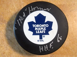 RED HORNER (HOF/65) SIGNED AUTOGRAPHED NHL PUCK TORONTO MAPLE LEAFS PSA - Picture 1 of 6