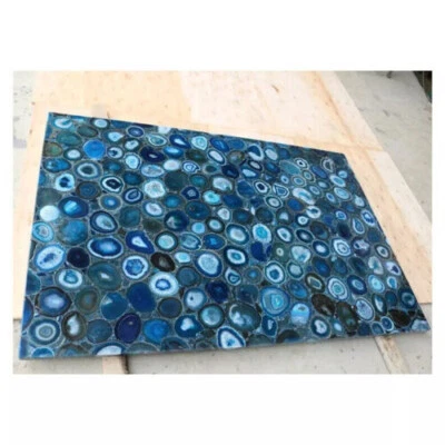Blue Agate Dining Table, Kitchen Slab Table, Handmade Furniture, Agate Table Dec - Image 1 of 4