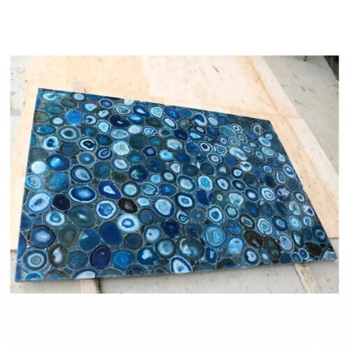 Blue Agate Dining Table, Kitchen Slab Table, Handmade Furniture, Agate Table Dec - Image 1 of 4