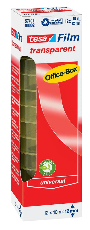 12 Rollen Klebefilm tesa® 57401, Office Box, transparent, 12mm x 10m