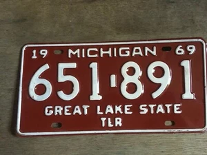 NEU 1969 69 MICHIGAN ANHÄNGERPLATTE TRL 651-891 MICH MI TOP - Bild 1 von 4