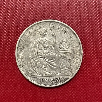 Moneda de plata 1871 YJ Perú Un Sol 90% 25g 22,5g ASW Foto 1 de 2