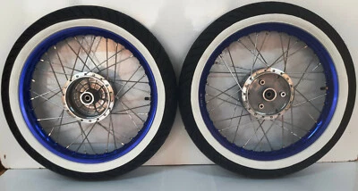 Simson 2x Rad Räder Alufelge blau eloxiert Weißwandreifen S51 S50 KR51 Schwalbe  - Bild 1 von 4