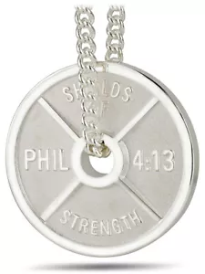 Sterling Silver Weight Plate-Phil 4:13 Shields of Strength - Picture 1 of 4