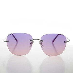 Rimless Purple / Pink Lens Women's Sunglasses - Fancy - Picture 1 of 3