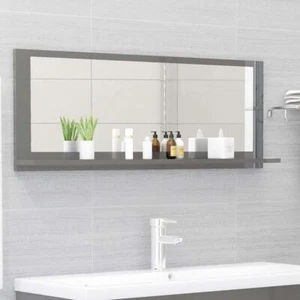 Stylish Bathroom Mirror with Shelf High Gloss Bath Wall Decor Furniture 100cm - Picture 1 of 7