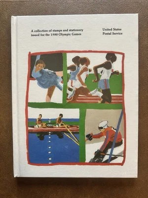 Estampillas de los Juegos Olímpicos de 1980 y libro de tapa dura de papelería de USPS. Como nuevo - Sellado Foto 1 de 2
