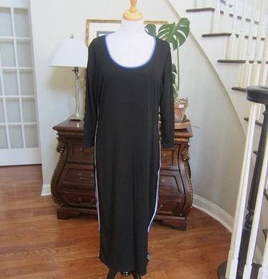 Maxi Vestido Max Studio Fin de Semana Negro Cuello Redondo Rayas Laterales Talla XL ¡Nuevo! Foto 1 de 4