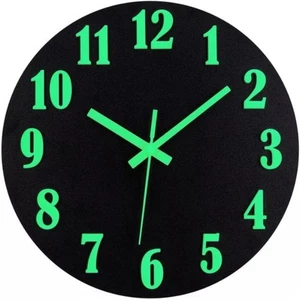 12'' Wall Clock Large Luminous Quartz Night Light Glow In The Dark Silent Home - Picture 1 of 7