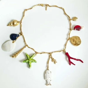 Nuova collana 18" Zara Sea Life bavaglino dichiarazione retrò donna festa vacanze gioielli - Foto 1 di 6