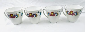 Porsgrund Farmers Rose Vintage Porcelain Gold Trim Cups Set of 4 - Picture 1 of 11