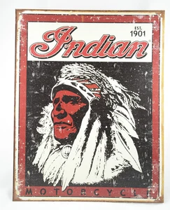Indian Motorcycle Est 1901 12.5x16 DE Sign #1270 Distressed Antiqued Metal Sign - Picture 1 of 4